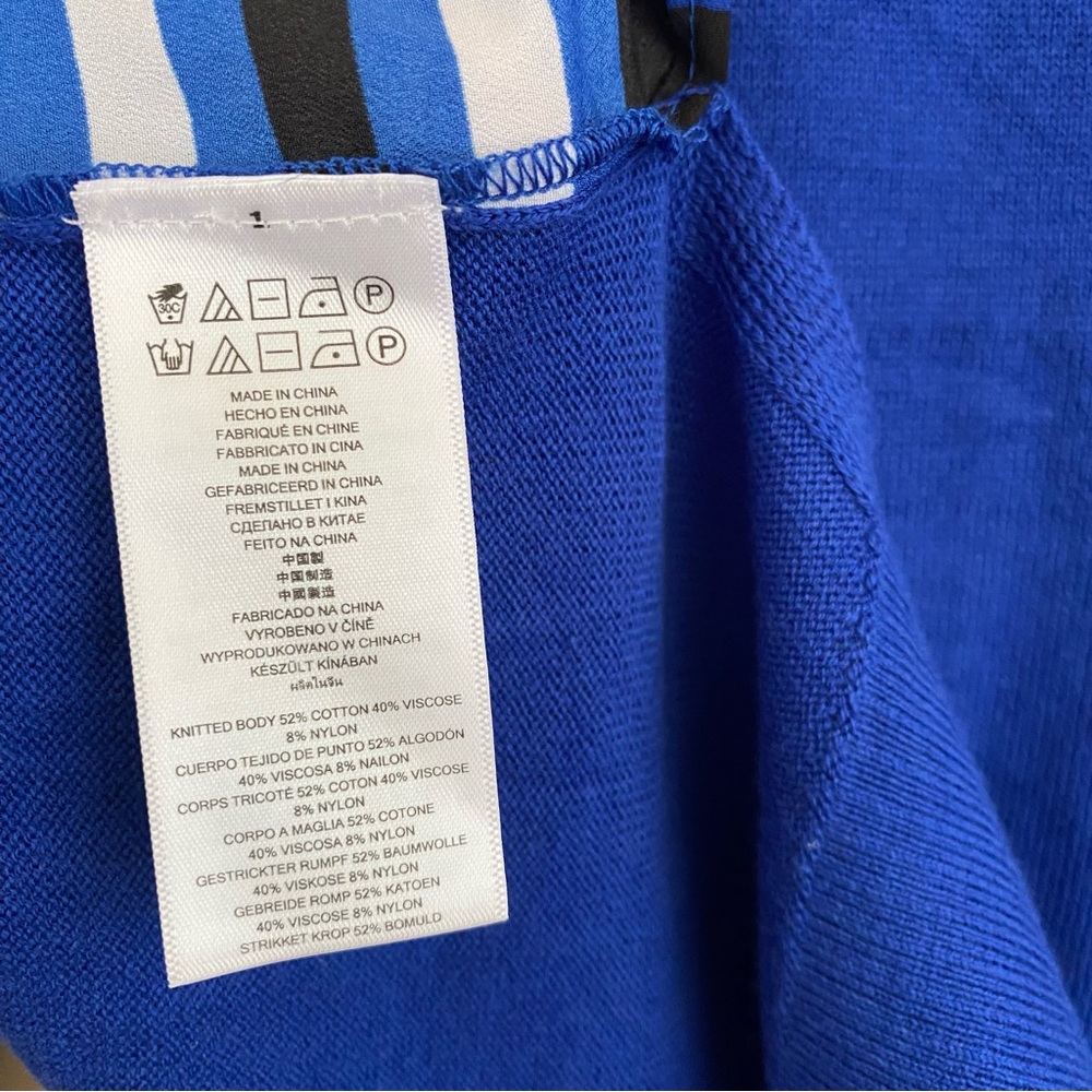 Michael Kors NWT Cobalt Blue & Black Windowpane Plaid Stripe Lightweight Sweater - Picture 8 of 9
